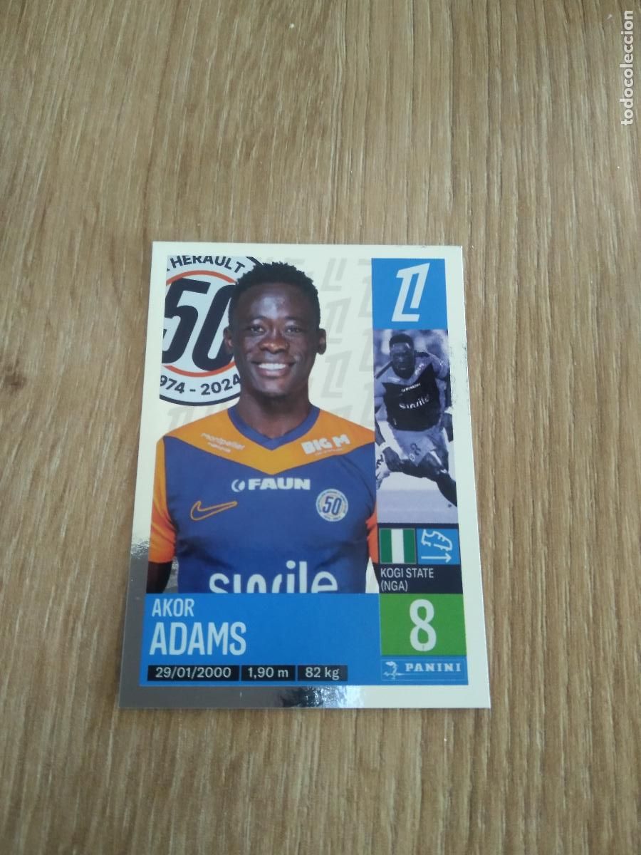 Cromos de F&uacute;tbol: 286 AKOR ADAMS MONTPELLIER CROMO FUTBOL PANINI LIGUE 1 FOOT 24-25 LIGA FRANCIA 2024-2025