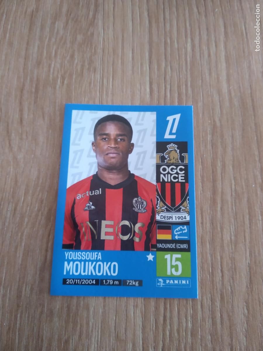 Cromos de F&uacute;tbol: 348 YOUSSOUFA MOUKOKO NICE CROMO FUTBOL PANINI LIGUE 1 FOOT 24-25 LIGA FRANCIA 2024-2025