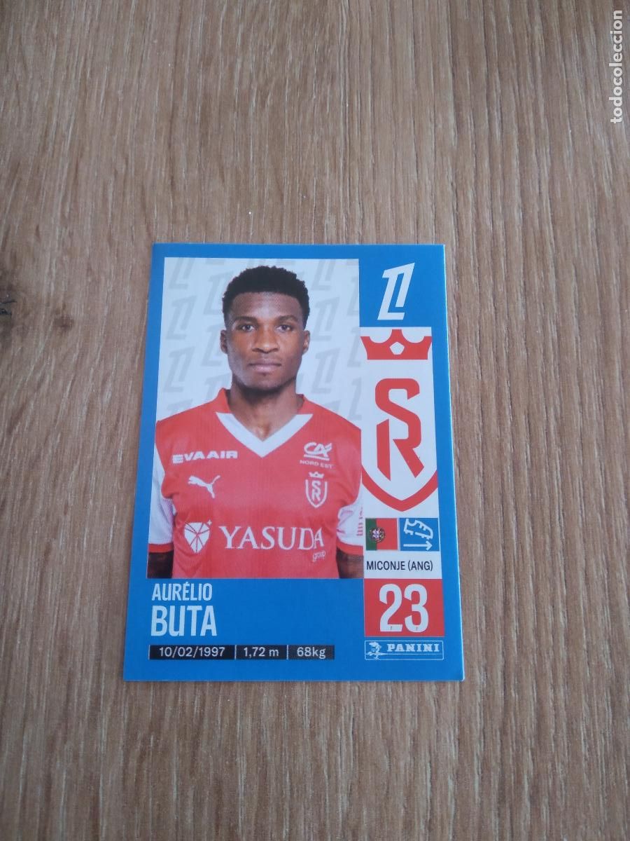 Cartes &agrave; collectionner de Football: 384 AURELIO BUTA STADE DE REIMS CROMO FUTBOL PANINI LIGUE 1 FOOT 24-25 LIGA FRANCIA 2024-2025