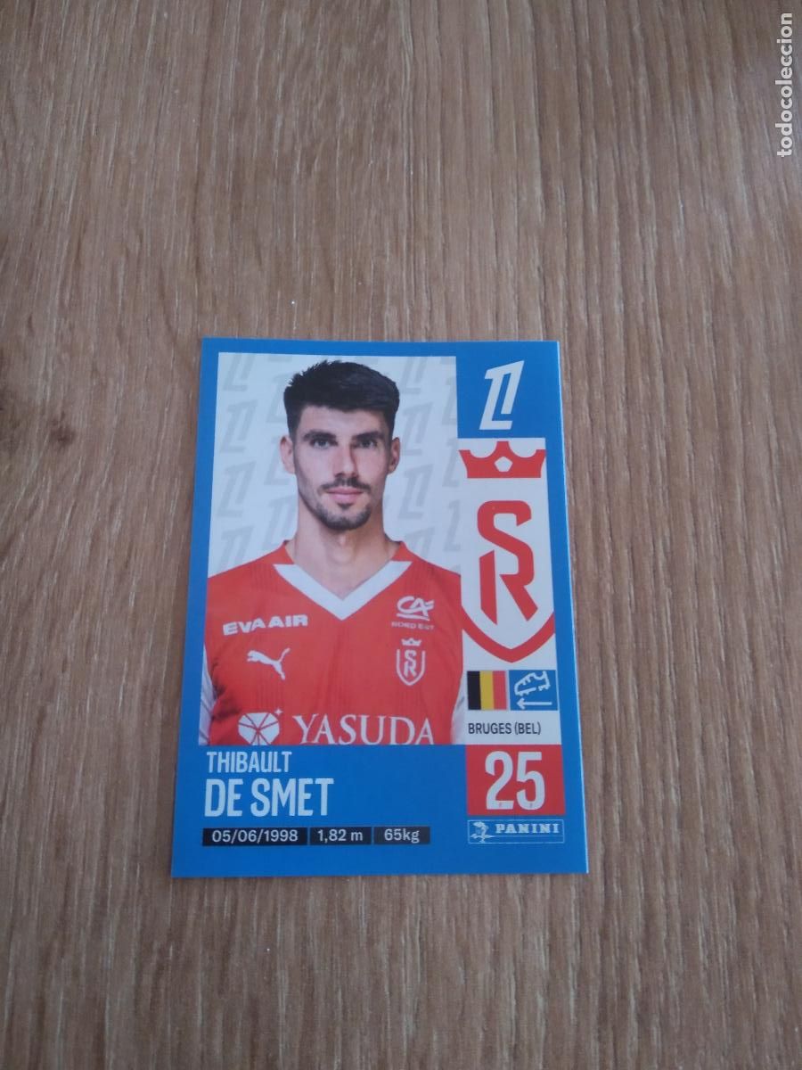 Cartes &agrave; collectionner de Football: 385 THIBAULT DE SMET STADE DE REIMS CROMO FUTBOL PANINI LIGUE 1 FOOT 24-25 LIGA FRANCIA 2024-2025