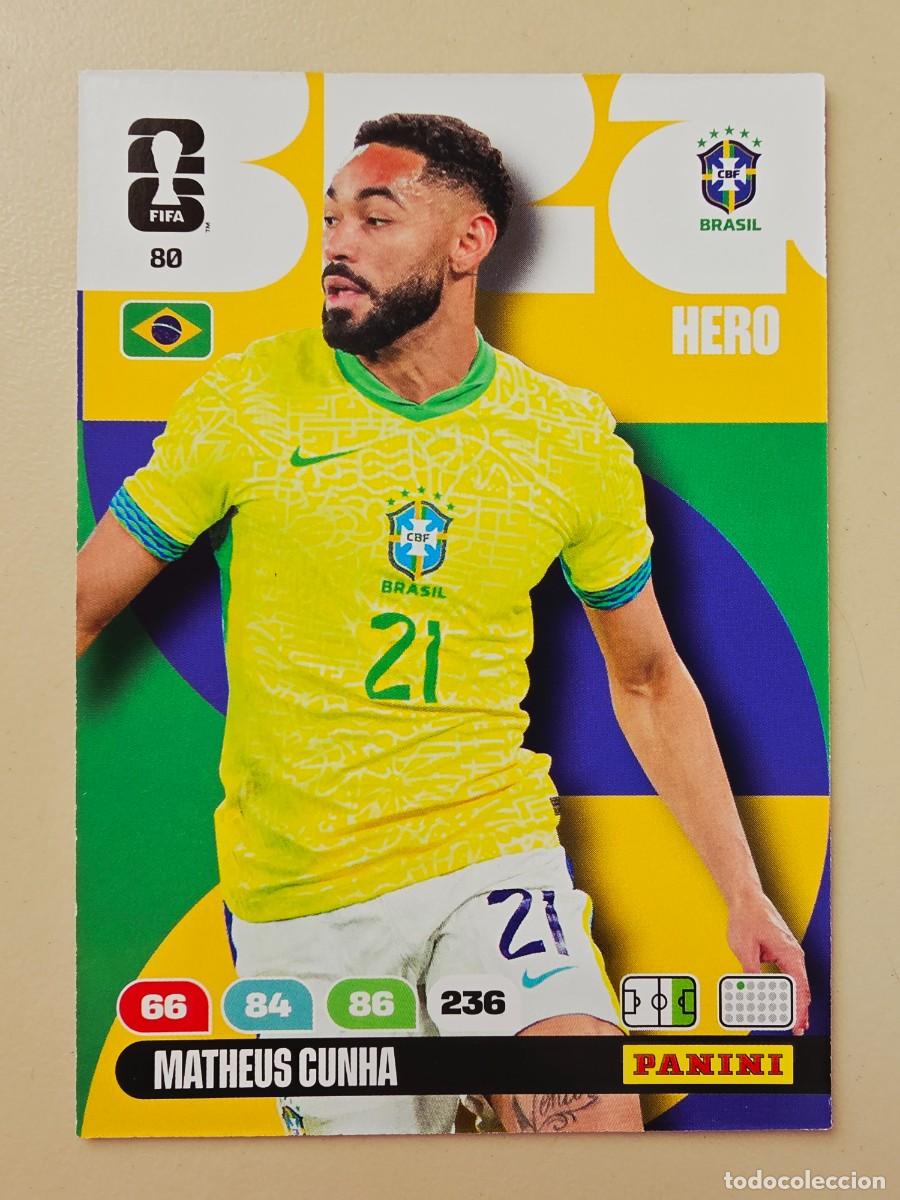 Cromos de F&uacute;tbol: 80 Matheus Cunha, Hero, Brasil, Adrenalyn XL Fifa World Cup 2026 Mundial 26