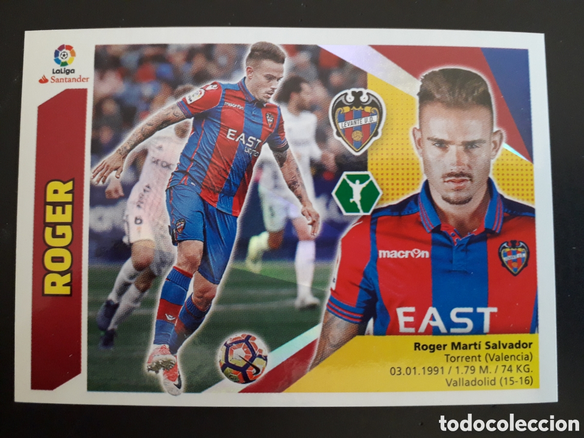 Cromos de F&uacute;tbol: ROGER, LEVANTE N&deg; 15 ED ESTE 2017 2018 17 18 SIN PEGAR PEDIDO M&Iacute;NIMO 3&euro;