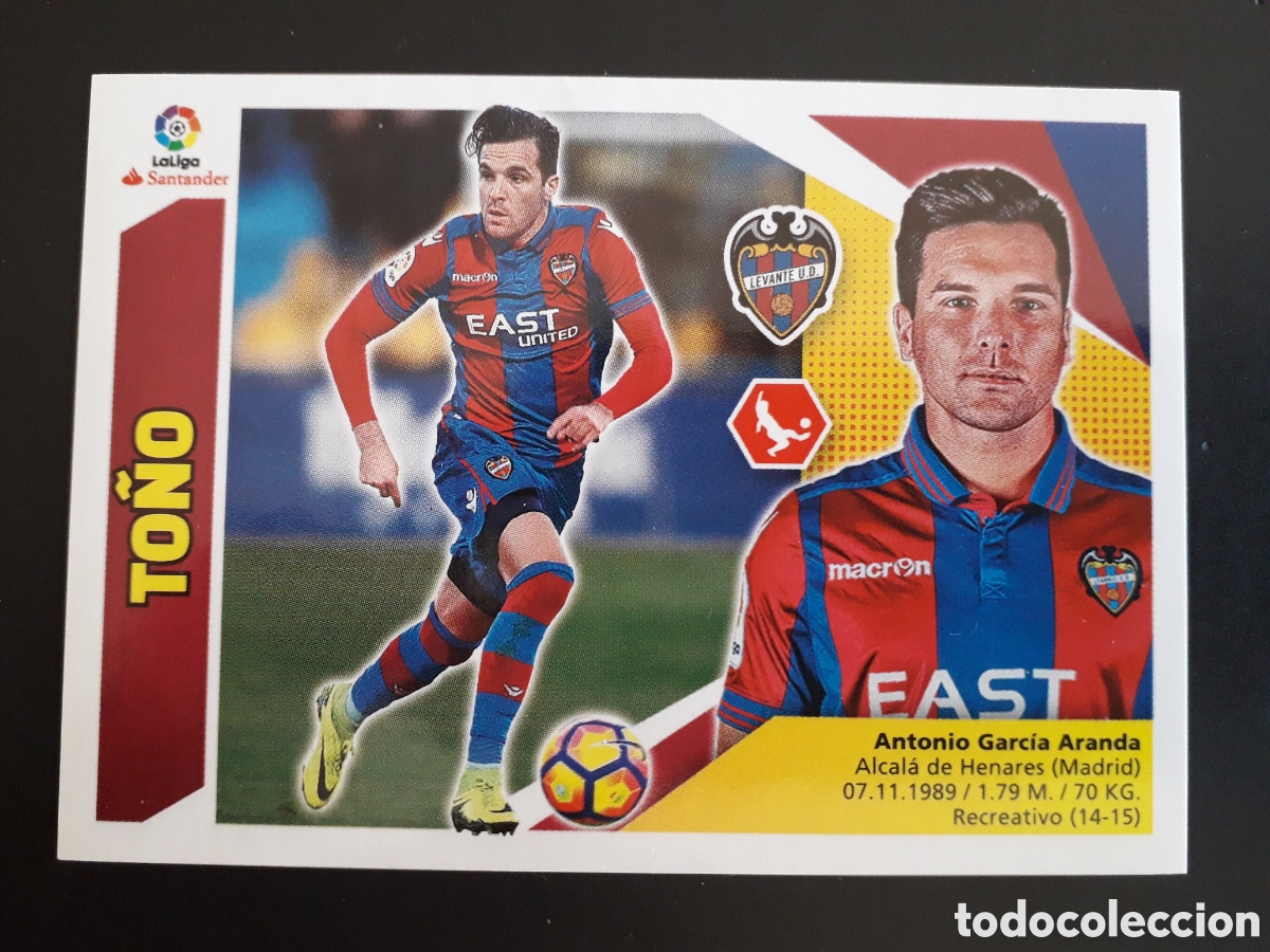 Cromos de F&uacute;tbol: TO&Ntilde;O, LEVANTE N&deg; 7 A ED ESTE 2017 2018 17 18 SIN PEGAR PEDIDO M&Iacute;NIMO 3&euro;