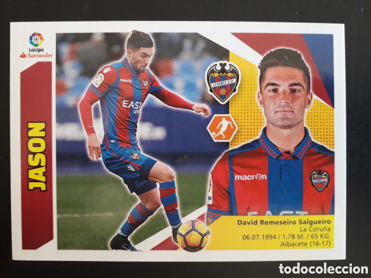 Fu&szlig;ball-Sticker: JASON, LEVANTE N&deg; 14 A ED ESTE 2017 2018 17 18 SIN PEGAR PEDIDO M&Iacute;NIMO 3&euro;