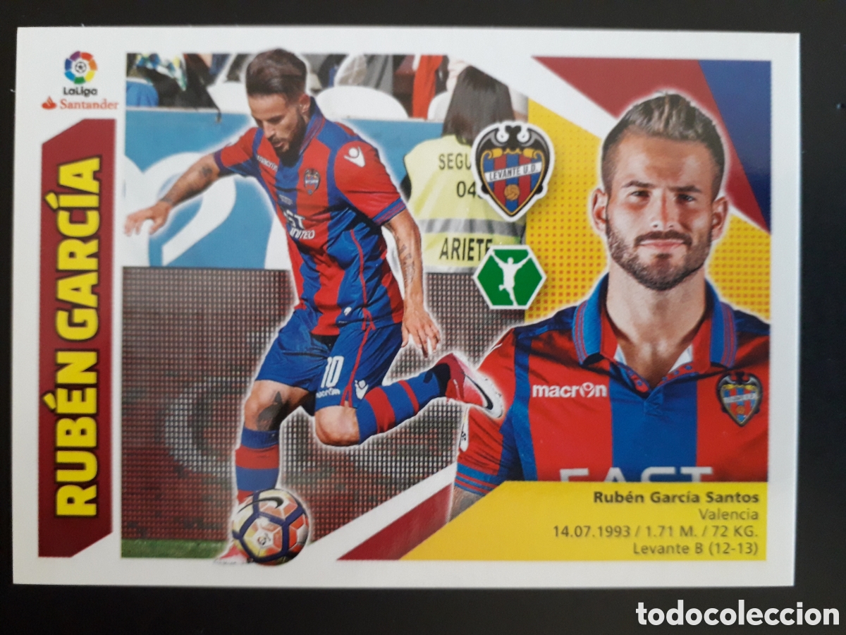 Fu&szlig;ball-Sticker: RUB&Eacute;N GARC&Iacute;A, LEVANTE N&deg; 14 B ED ESTE 2017 2018 17 18 SIN PEGAR PEDIDO M&Iacute;NIMO 3&euro;