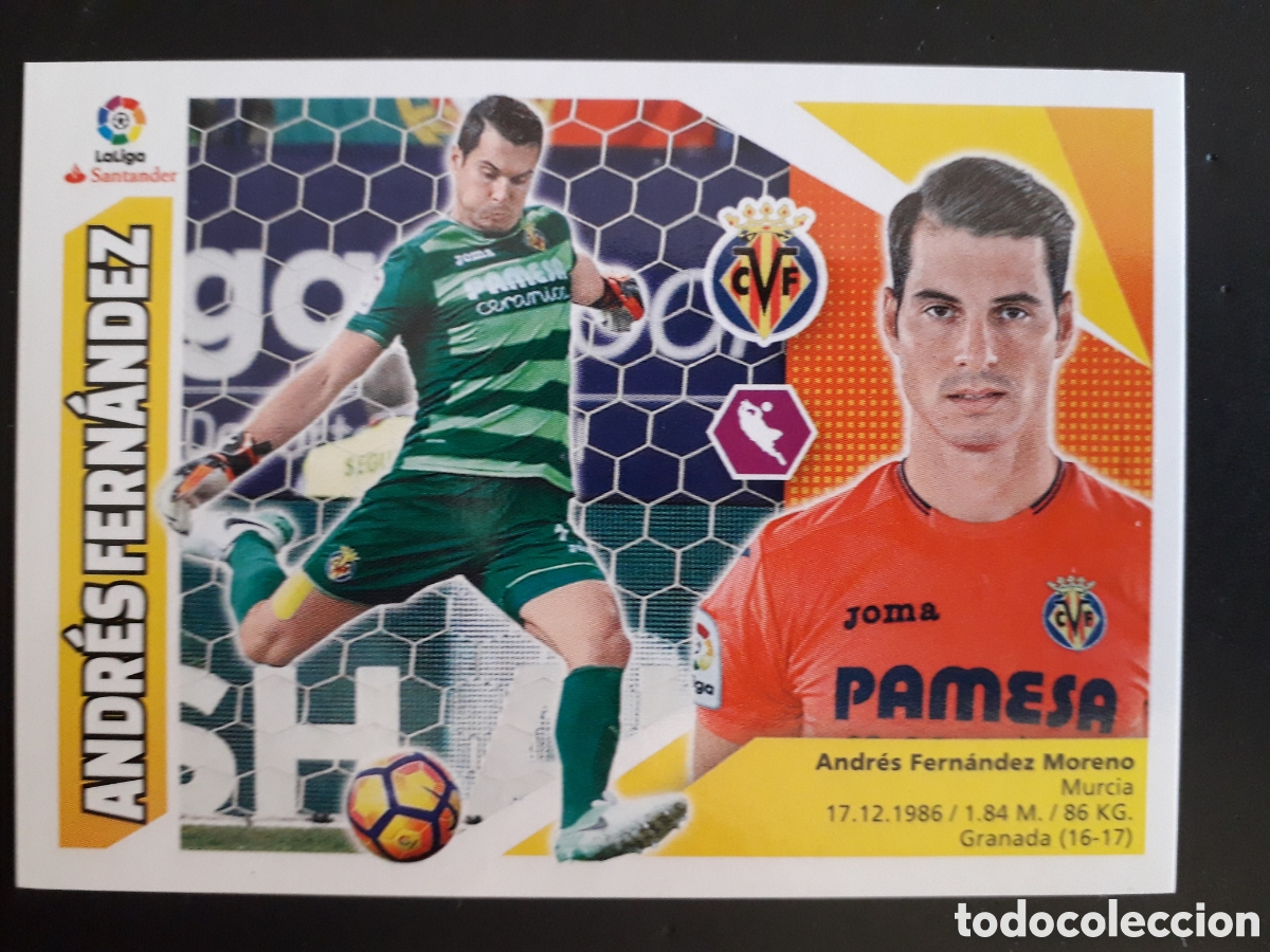 Football Stickers: ANDR&Eacute;S FERN&Aacute;NDEZ VILLARREAL N&deg; 2 ED ESTE 2017 2018 17 18 SIN PEGAR PEDIDO M&Iacute;NIMO 3&euro;