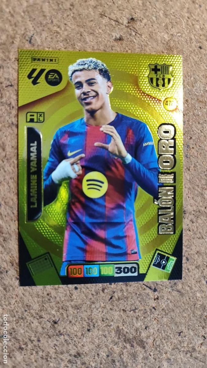 Cromos de F&uacute;tbol: ADRENALYN XL LA LIGA 25/26 CARD BALON DE ORO LAMINE YAMAL FC BARCELONA # 472 PANINI