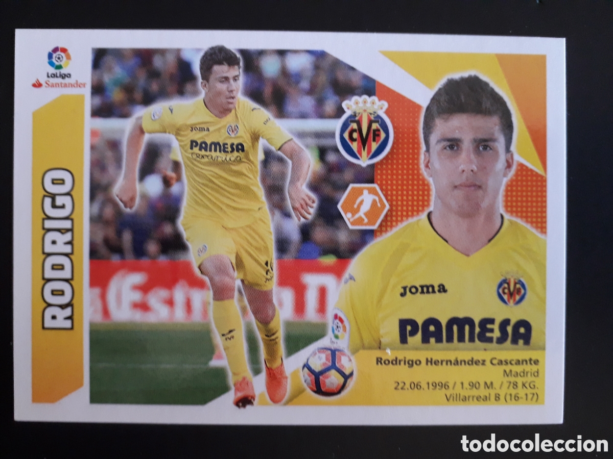 Cromos de F&uacute;tbol: RODRIGO, VILLARREAL N&deg; 10 A ED ESTE 2017 2018 17 18 SIN PEGAR PEDIDO M&Iacute;NIMO 3&euro;