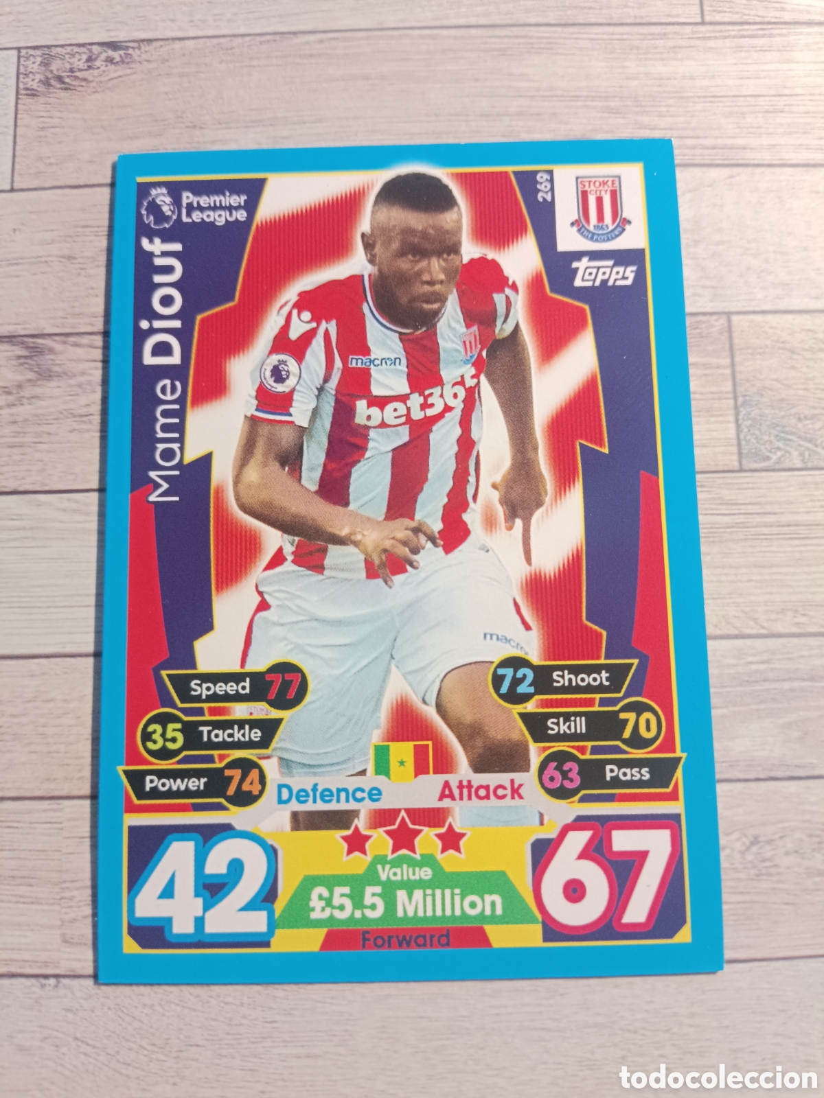 Cromos de F&uacute;tbol: 269 MAME DIOUF STOKE CITY MATCH ATTAX PREMIER LEAGUE 2017 2018 TOPPS 17 18