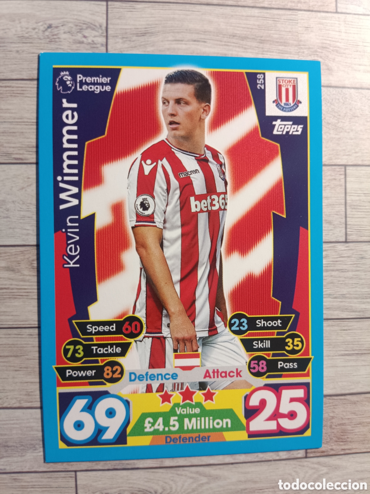 Cromos de F&uacute;tbol: 258 KEVIN WIMMER STOKE CITY MATCH ATTAX PREMIER LEAGUE 2017 2018 TOPPS 17 18