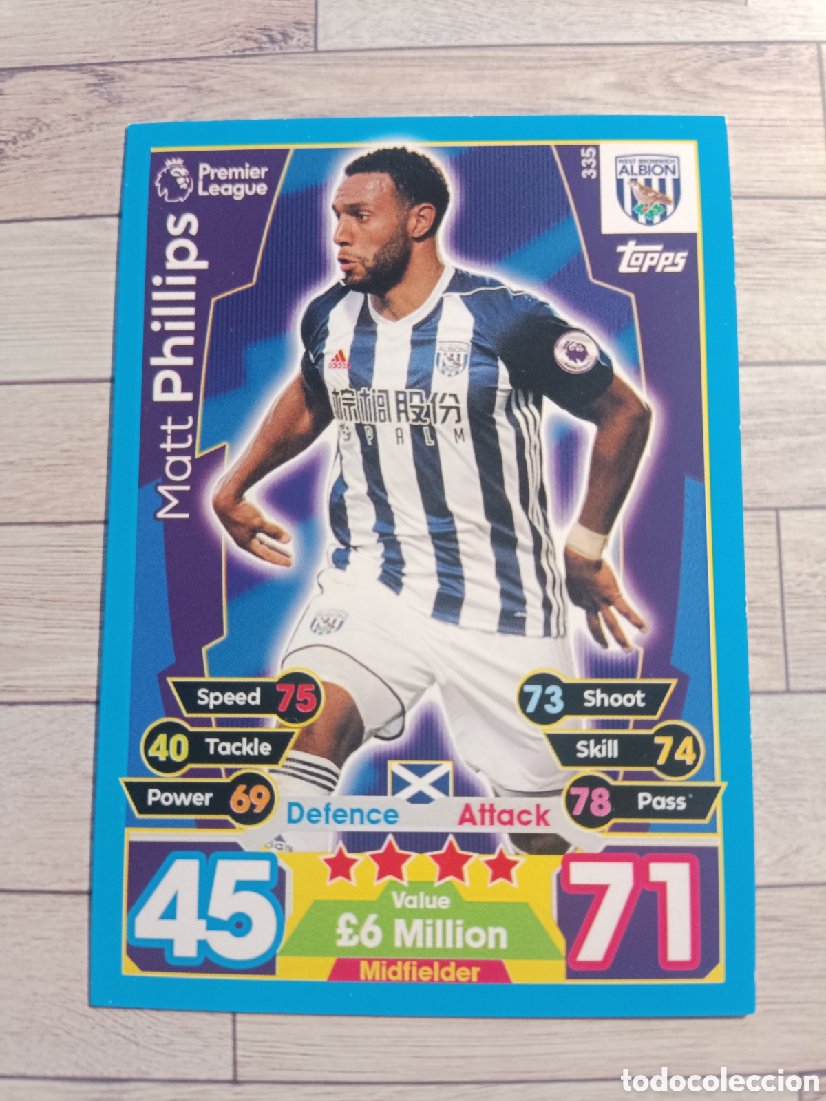 Cromos de F&uacute;tbol: 335 MATT PHILLIPS WEST BROWICH ALBION MATCH ATTAX PREMIER LEAGUE 2017 2018 TOPPS 17 18