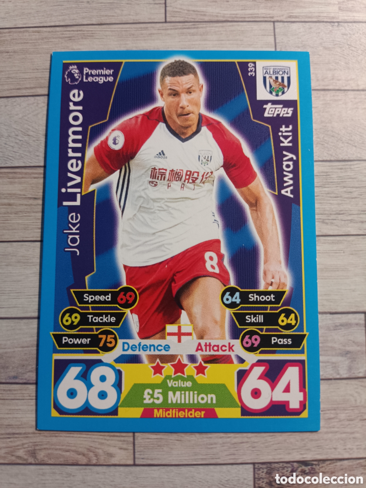 Cromos de F&uacute;tbol: 339 LIVERMORE AWAY KIT WEST BROWICH ALBION MATCH ATTAX PREMIER LEAGUE 2017 2018 TOPPS 17 18