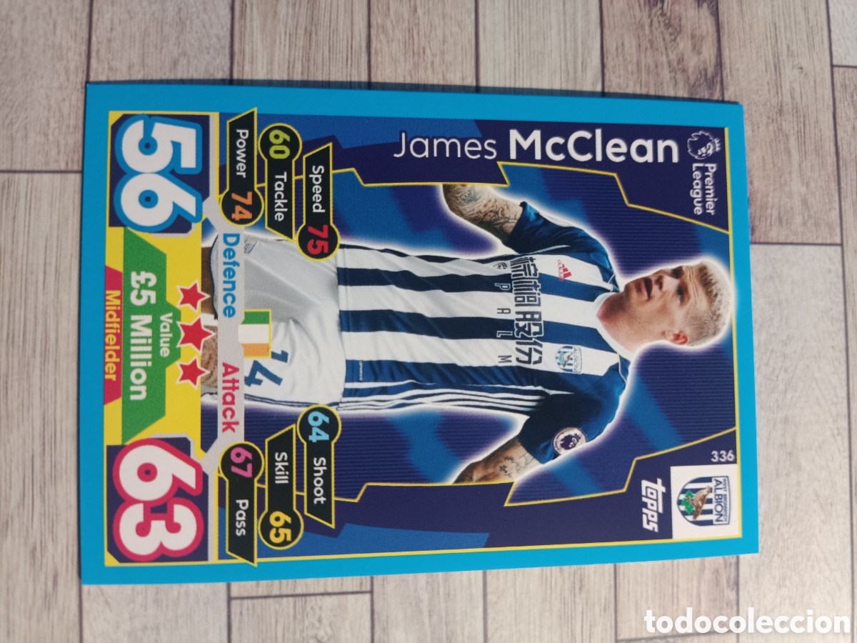 Cromos de F&uacute;tbol: 336 JAMES McCLEAN WEST BROWICH ALBION MATCH ATTAX PREMIER LEAGUE 2017 2018 TOPPS 17 18