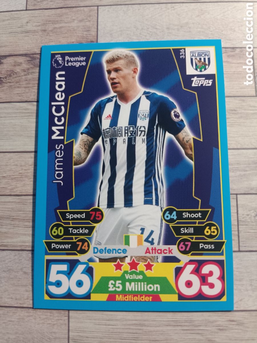 Cromos de F&uacute;tbol: 336 JAMES McCLEAN WEST BROWICH ALBION MATCH ATTAX PREMIER LEAGUE 2017 2018 TOPPS 17 18