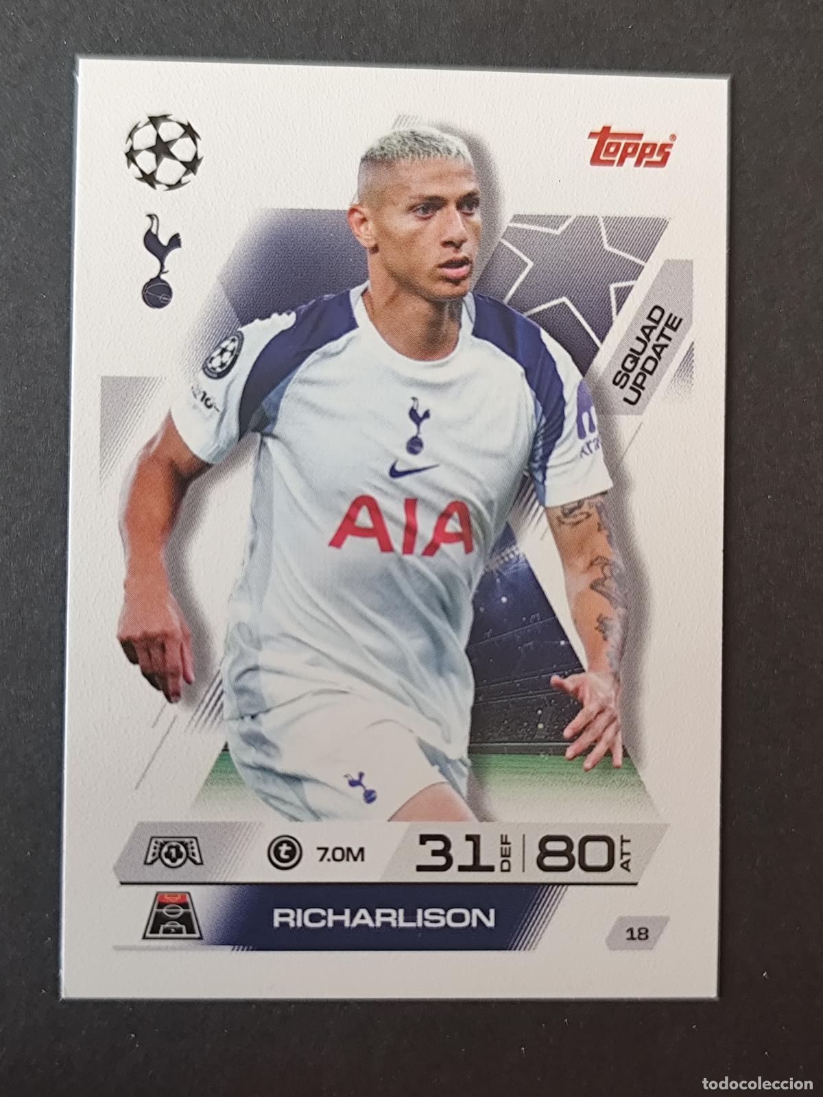 Football Stickers: 18 RICHARLISON TOTTENHAM HOTSPUR SQUAD UPDATE MATCH ATTAX EXTRA 2025 2026 25 26 TOPPS