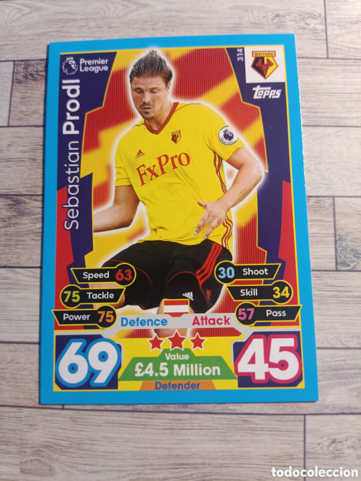 Football Stickers: 314 SEBASTIAN PRODL WATFORD MATCH ATTAX PREMIER LEAGUE 2017 2018 TOPPS 17 18
