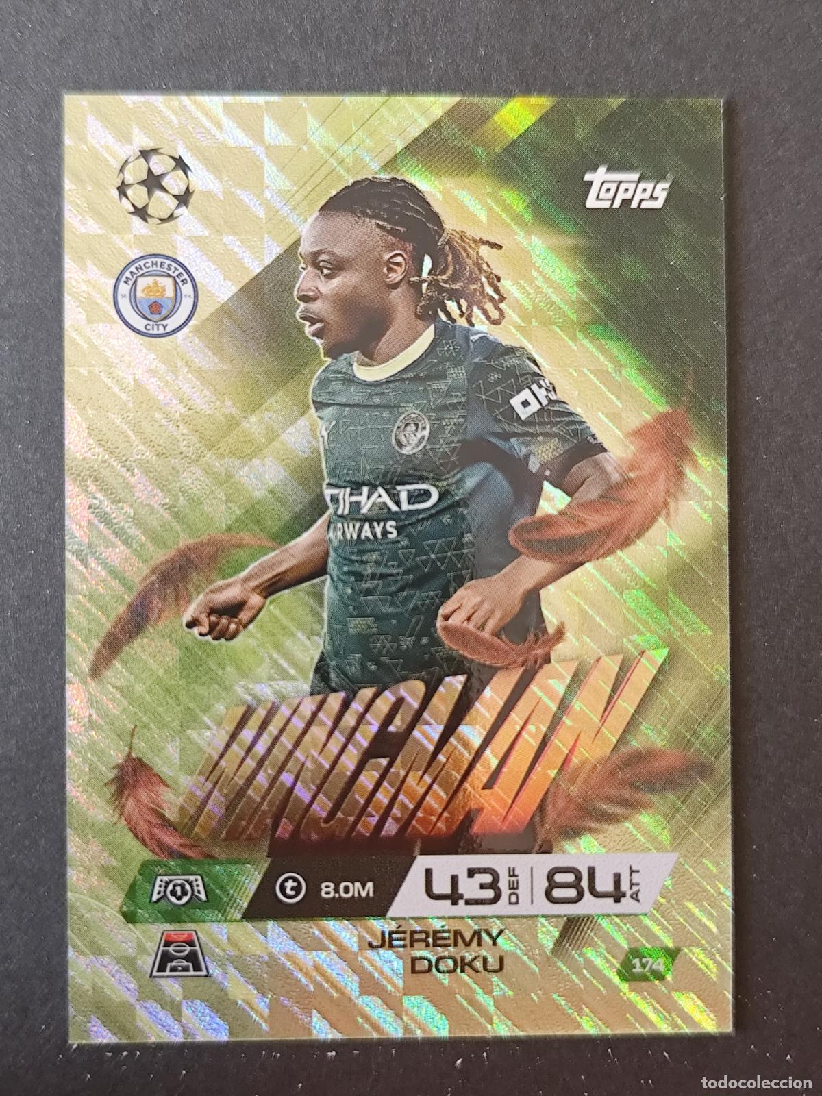 Cromos de F&uacute;tbol: 174 J&Eacute;R&Eacute;MY DOKU MANCHESTER CITY WINGMAN MATCH ATTAX EXTRA 2025 2026 25 26 TOPPS