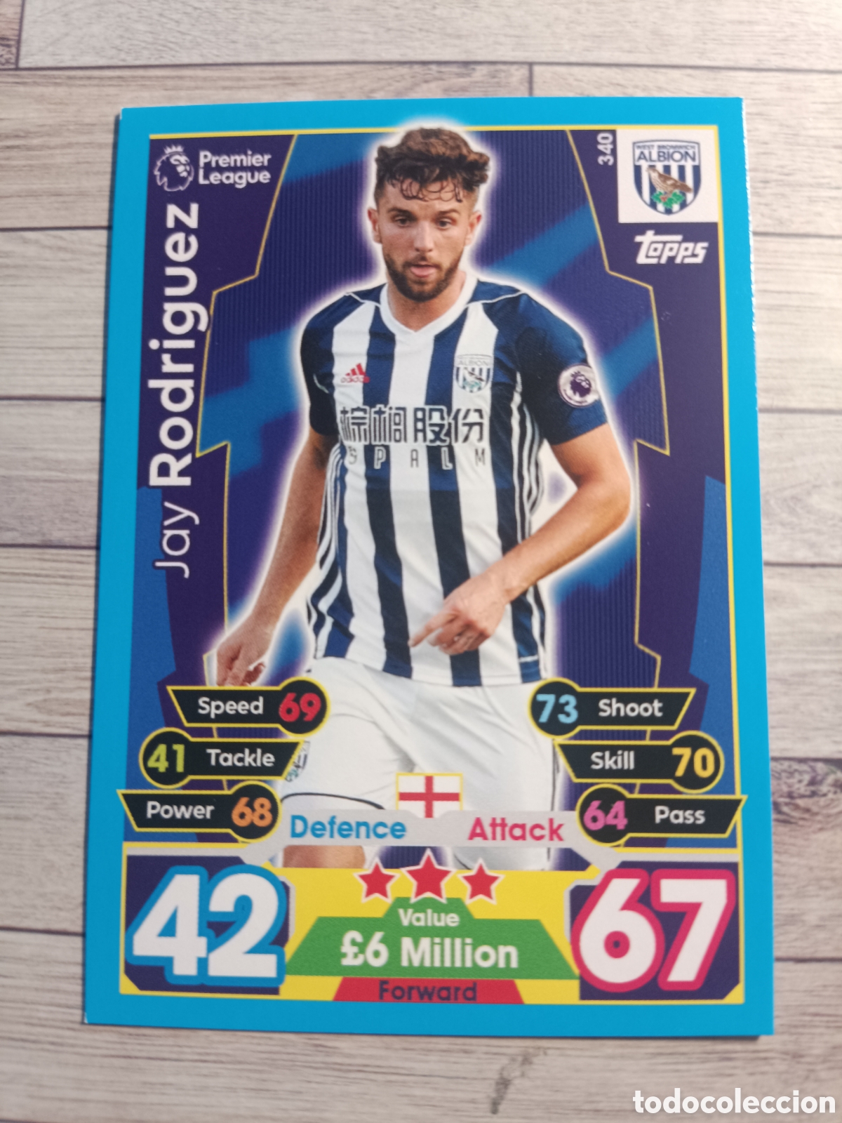 Football Stickers: 340 JOY RODRIGUEZ WEST BROWICH ALBION MATCH ATTAX PREMIER LEAGUE 2017 2018 TOPPS 17 18