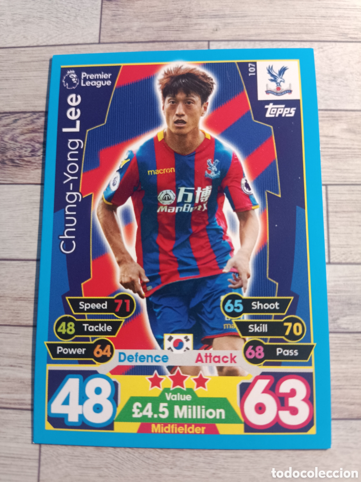 Cromos de F&uacute;tbol: 107 CHUNG-YONG LEE CRYSTAL PALACE MATCH ATTAX PREMIER LEAGUE 2017 2018 TOPPS 17 18
