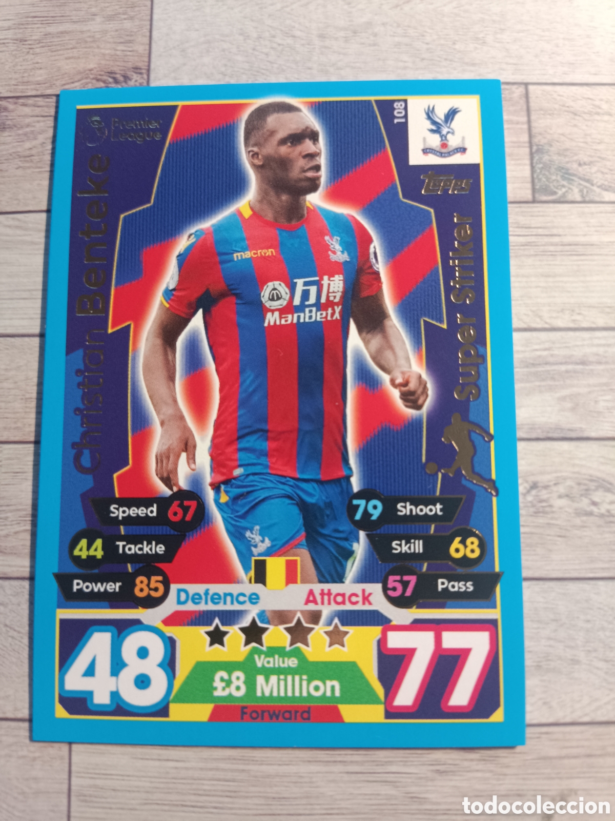 Cromos de F&uacute;tbol: 108 BENTEKE SUPER STRIKER CRYSTAL PALACE MATCH ATTAX PREMIER LEAGUE 2017 2018 TOPPS 17 18