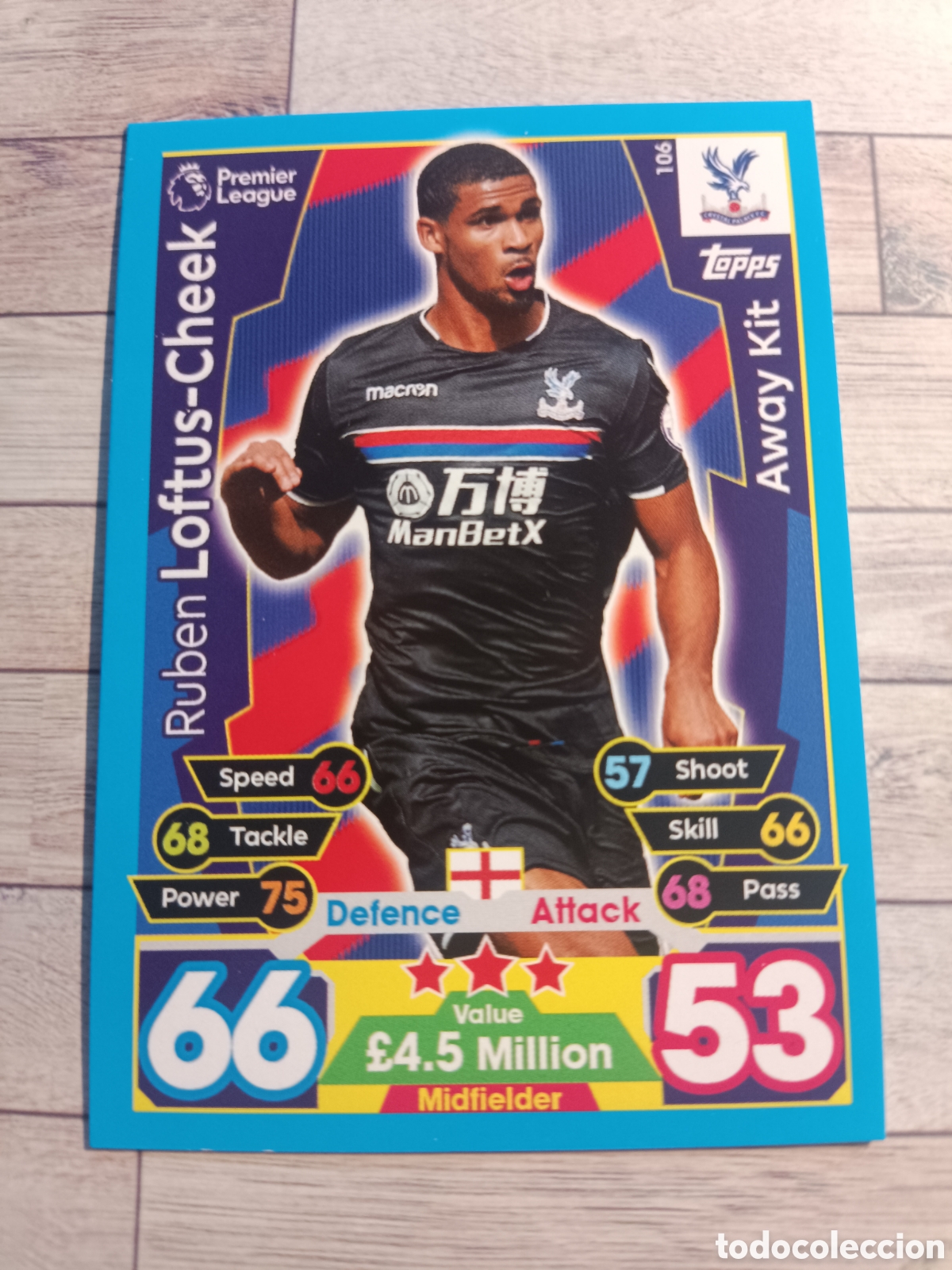 Cromos de F&uacute;tbol: 106 LOFTUS-CHEEK AWAY KIT CRYSTAL PALACE MATCH ATTAX PREMIER LEAGUE 2017 2018 TOPPS 17 18