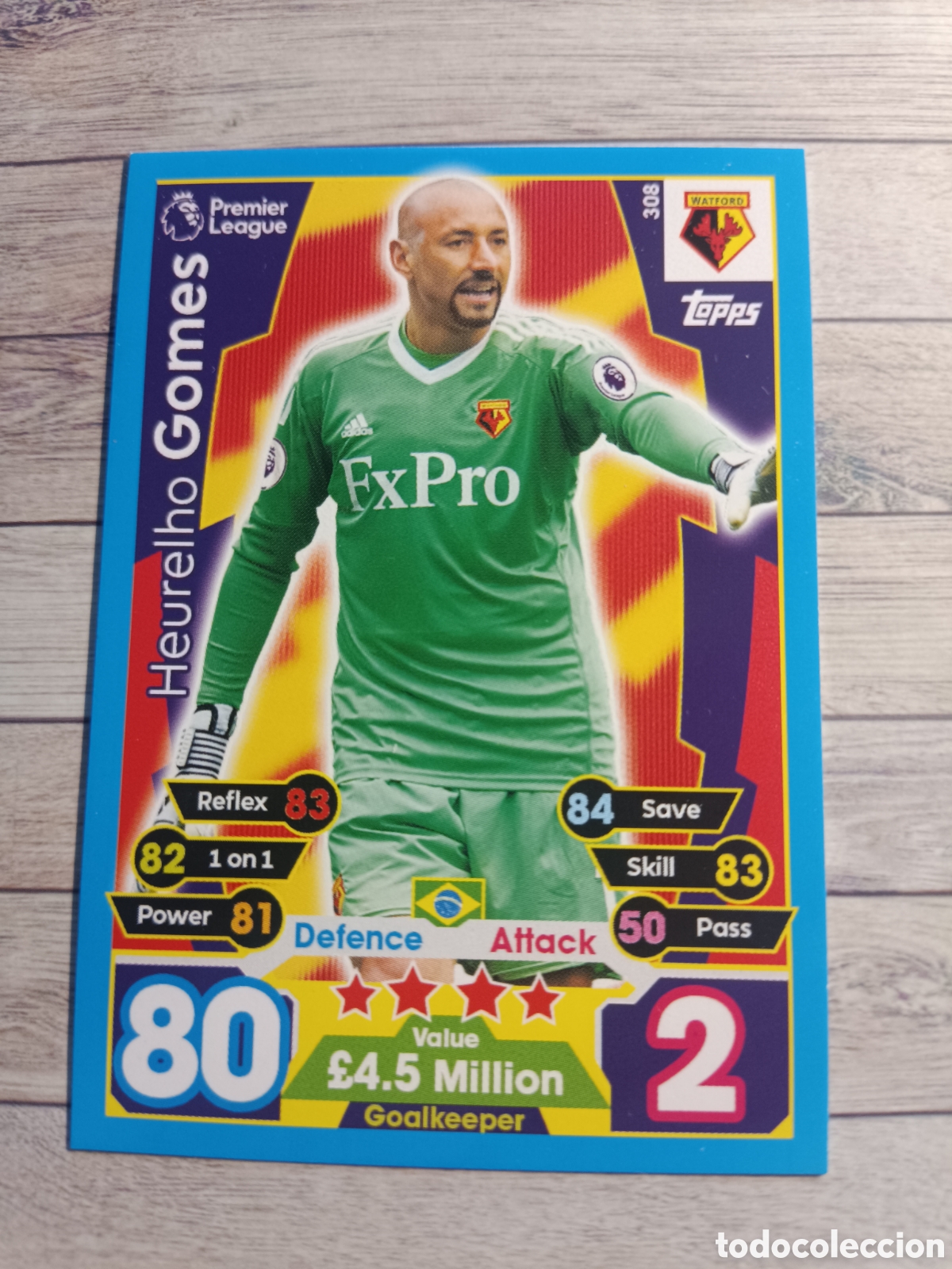 Cromos de F&uacute;tbol: 308 HEURELHO GOMES WATFORD MATCH ATTAX PREMIER LEAGUE 2017 2018 TOPPS 17 18