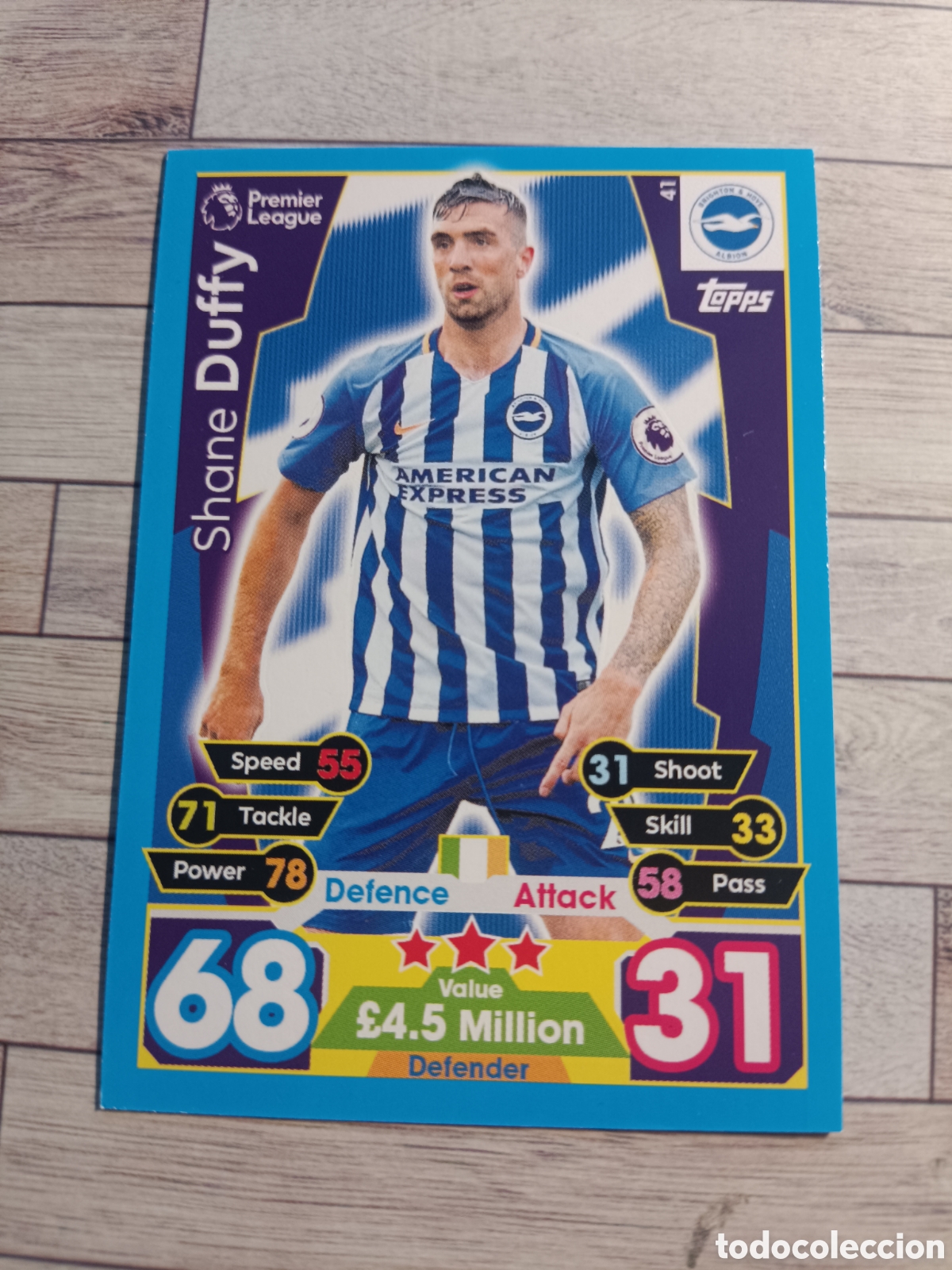 Fu&szlig;ball-Sticker: 41 DUFFY BRIGHTON & HOVE ALBION MATCH ATTAX PREMIER LEAGUE 2017 2018 TOPPS 17 18