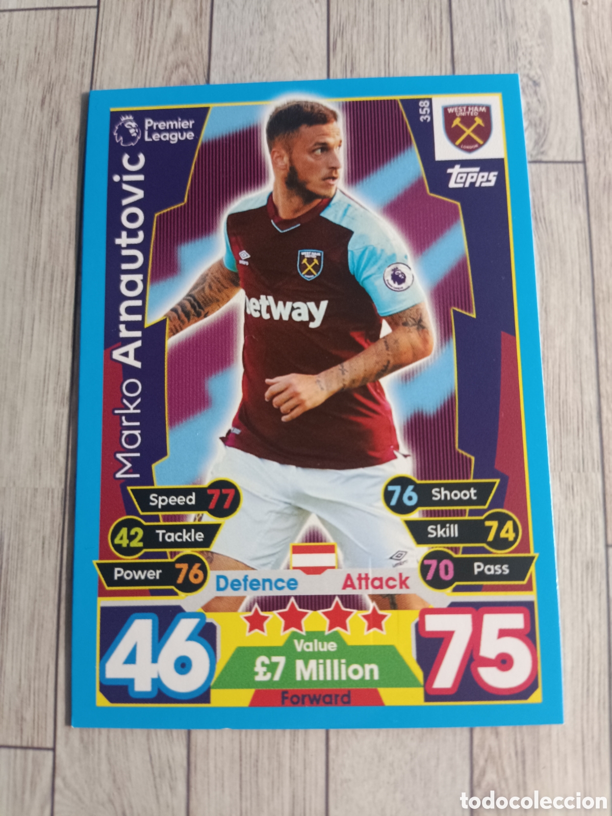 Cromos de F&uacute;tbol: 358 ARNAUTOVIC WEST HAM MATCH ATTAX PREMIER LEAGUE 2017 2018 TOPPS 17 18