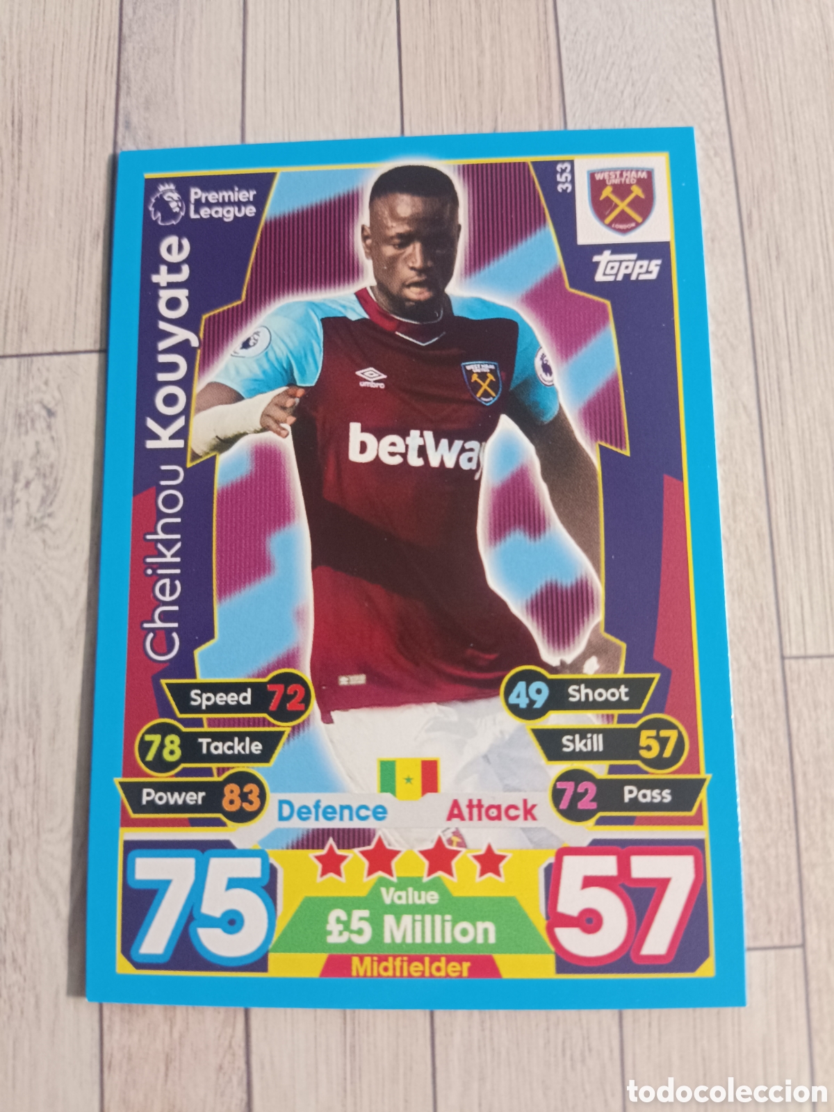Cromos de F&uacute;tbol: 353 KOUYATE WEST HAM MATCH ATTAX PREMIER LEAGUE 2017 2018 TOPPS 17 18