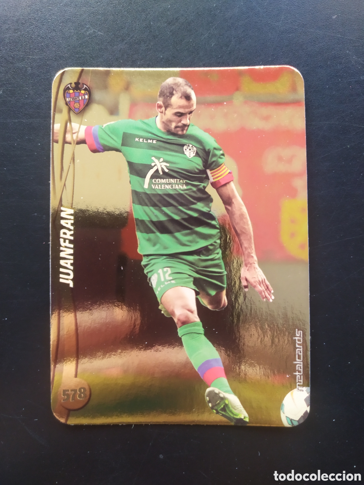 Fu&szlig;ball-Sticker: Mundicromo fichas Liga 2014 2015 14 15 Juanfran top brillo liso dorado n&deg; 578 Levante