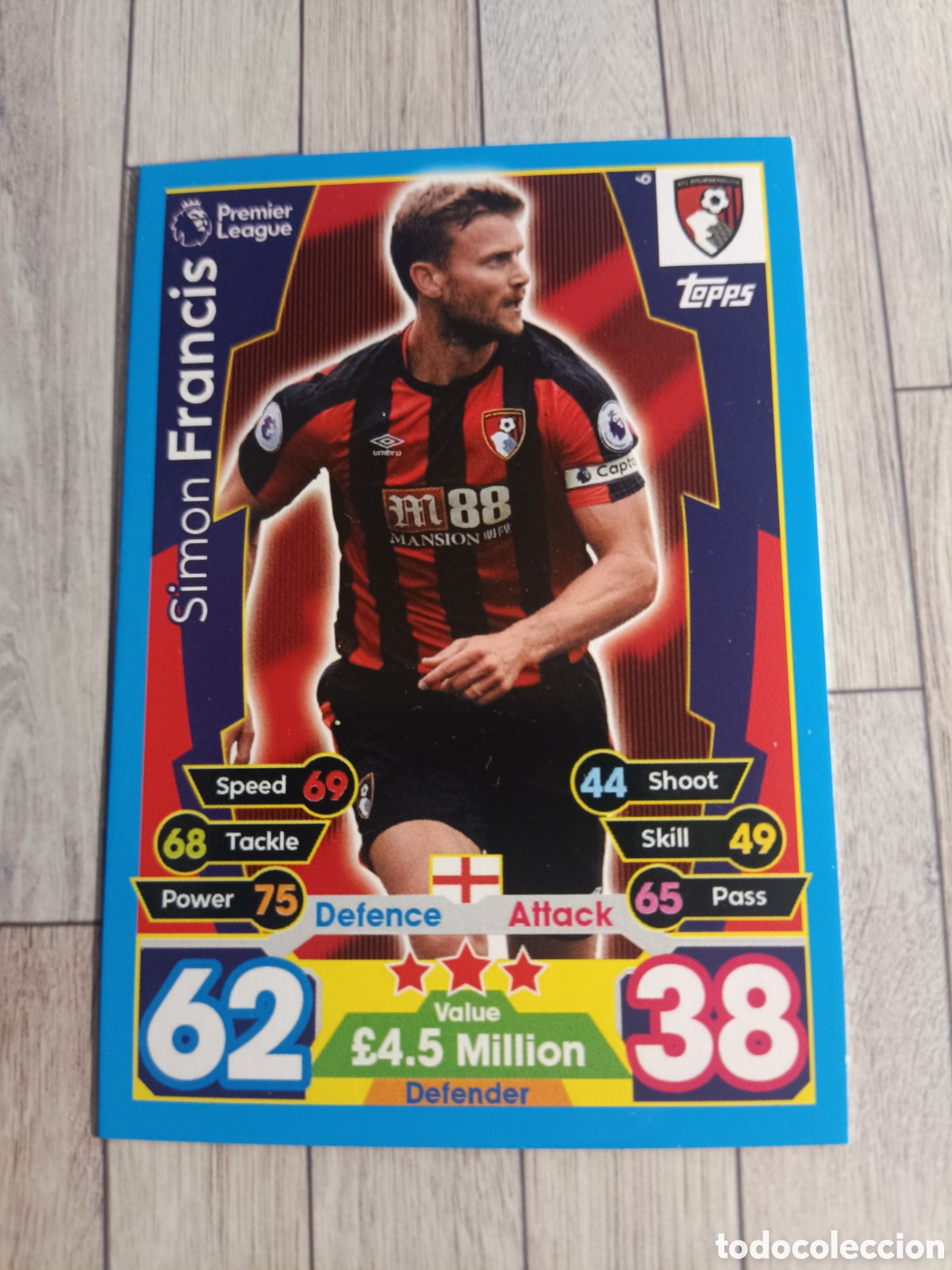 Cromos de F&uacute;tbol: 6 SIMON FRANCIS BOURNEMOUTH MATCH ATTAX PREMIER LEAGUE 2017 2018 TOPPS 17 18