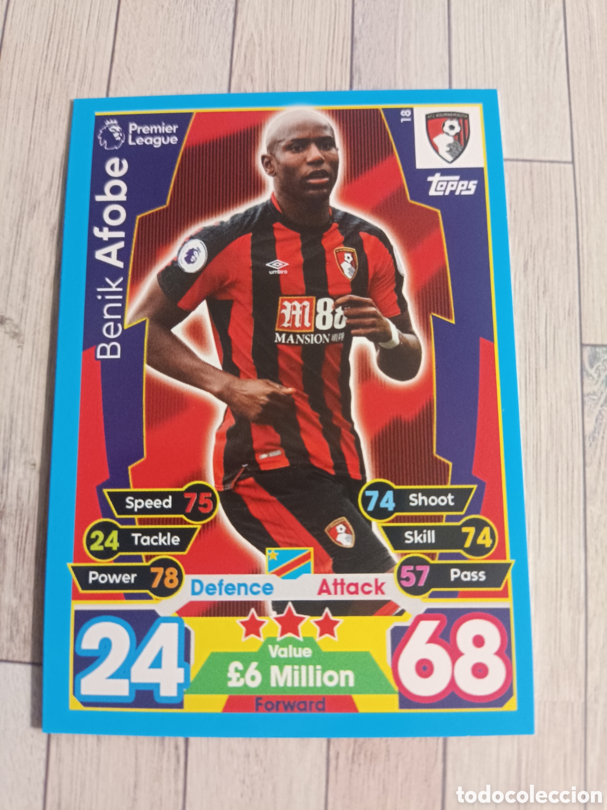 Football Stickers: 18 AFOBE BOURNEMOUTH MATCH ATTAX PREMIER LEAGUE 2017 2018 TOPPS 17 18
