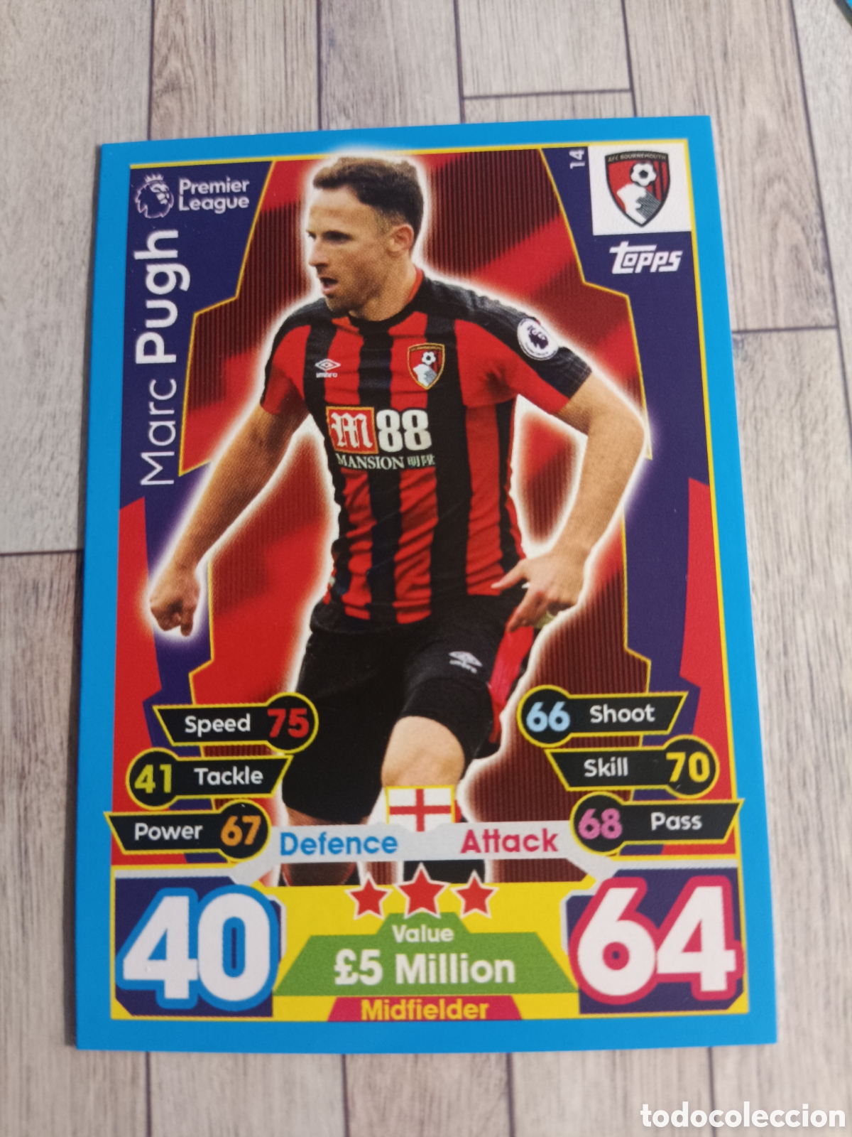 Football Stickers: 14 PUGH BOURNEMOUTH MATCH ATTAX PREMIER LEAGUE 2017 2018 TOPPS 17 18