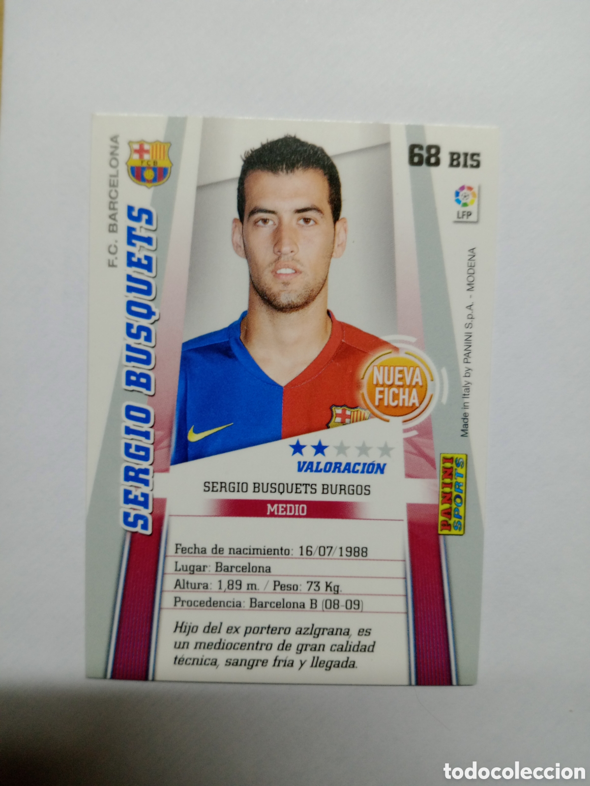 Cromos de F&uacute;tbol: 2008 2009 08 09 CROMO EN BUEN ESTADO MEGACRACKS BARCELONA SERGIO BUSQUETS N 68 BIS NUEVA FICHA