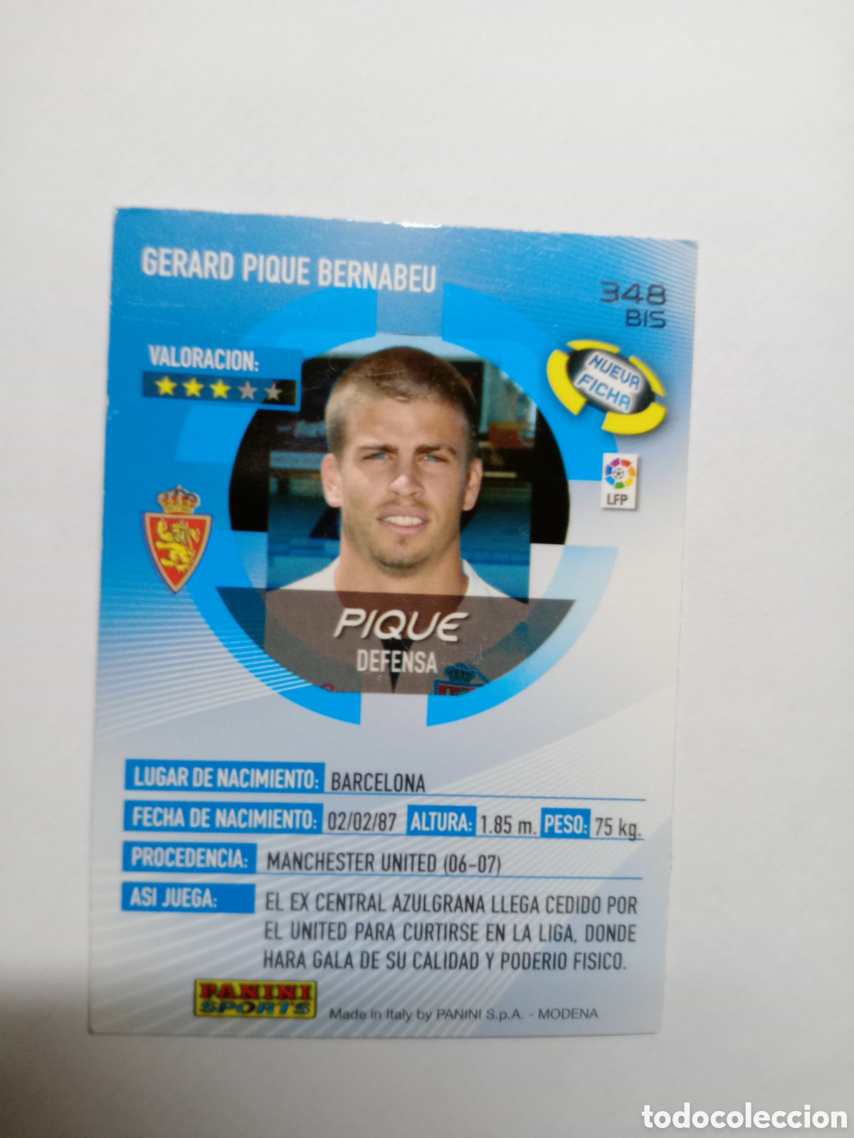 Cromos de F&uacute;tbol: 2006 2007 06 07 CROMO EN BUEN ESTADO MEGACRACKS ZARAGOZA PIQUE NUEVA FICHA N 348 BIS PI 2