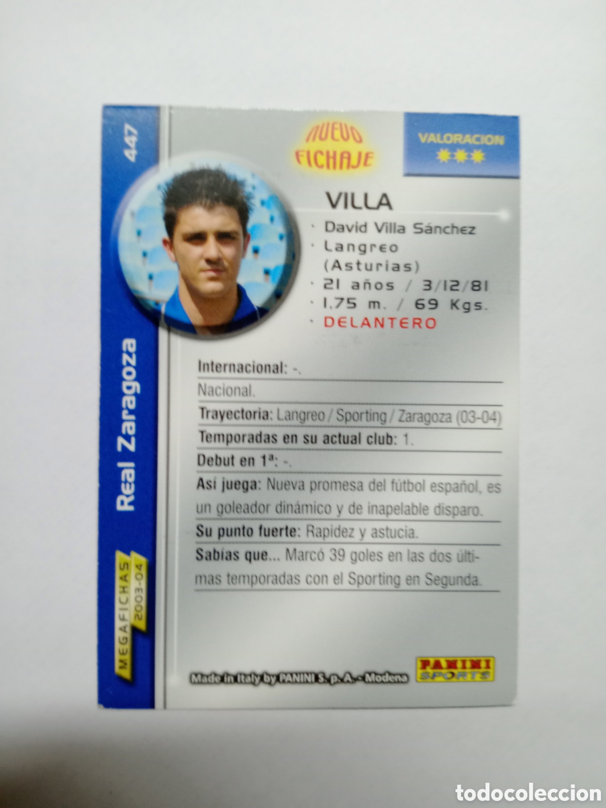 Cromos de F&uacute;tbol: 2003 2004 03 04 MEGACRACKS CROMO EN BUEN ESTADO MEGAFICHAS ZARAGOZA VILLA N 447 NUEVO FICHAJE VI 2
