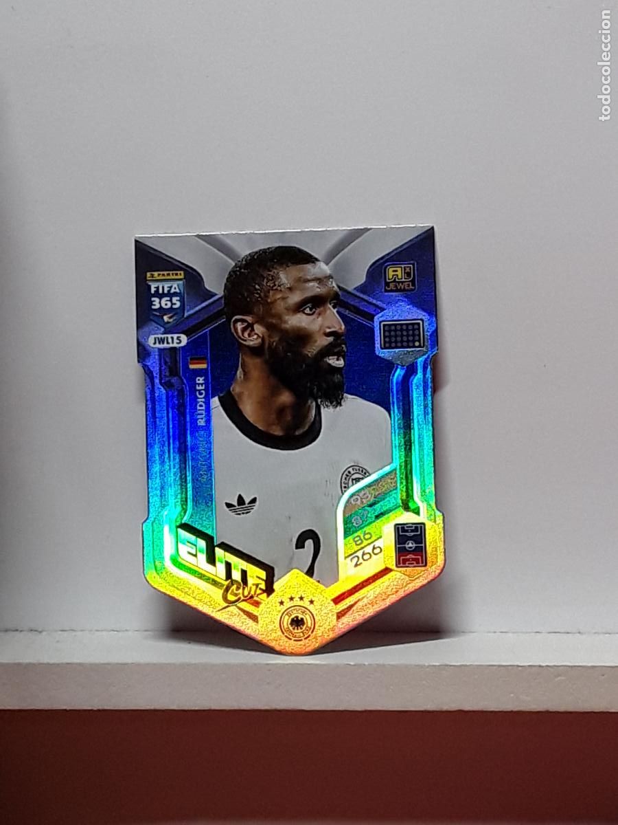 Cromos de F&uacute;tbol: FIFA 365 ADRENALYN 2025 2026 25 26 ALBUM PANINI LIGA N JWL15 JWL 15 ELITE CUT REAL MADRID RUDIGER