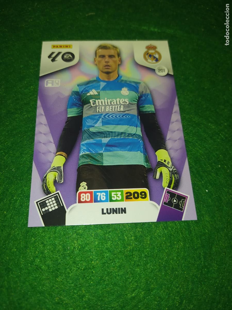 Fu&szlig;ball-Sticker: adrenalyn xl 2025 2026 codigo sin activar lunin n&ordm; 201 real madrid