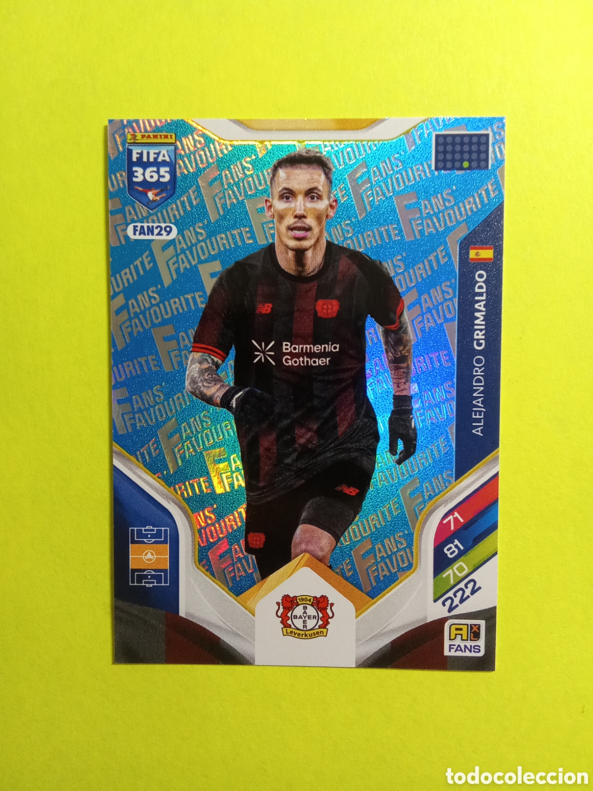 Cromos de F&uacute;tbol: CROMO FAN 29 GRIMALDO BAYER LEVERKUSEN AZUL BLUE FAN FAVOURITE FIFA 365 2026 ADRENALYN 25-26