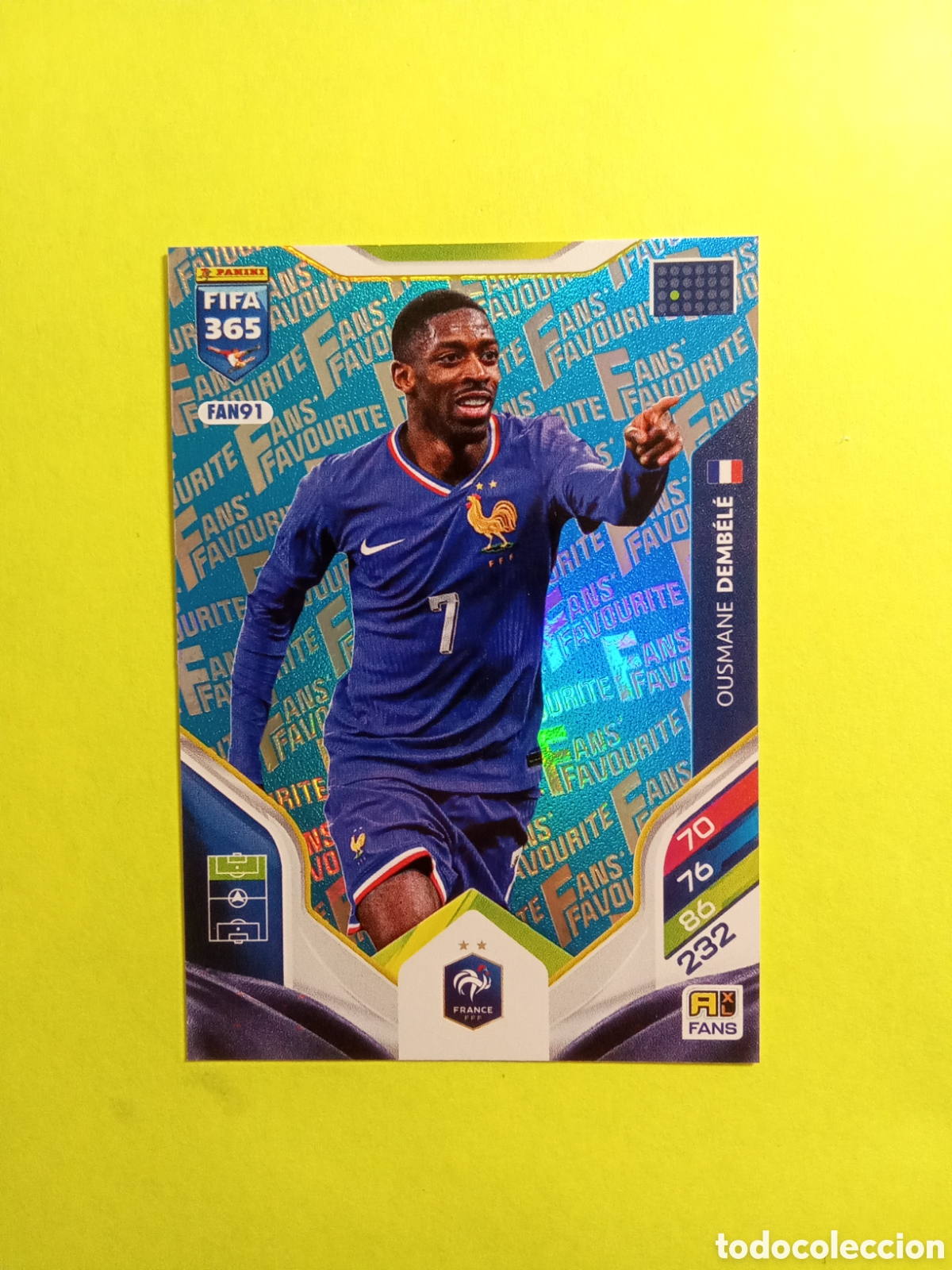 Football Stickers: CROMO FAN 91 DEMBELE FRANCIA AZUL BLUE FAN FAVOURITE FIFA 365 2026 ADRENALYN 25-26