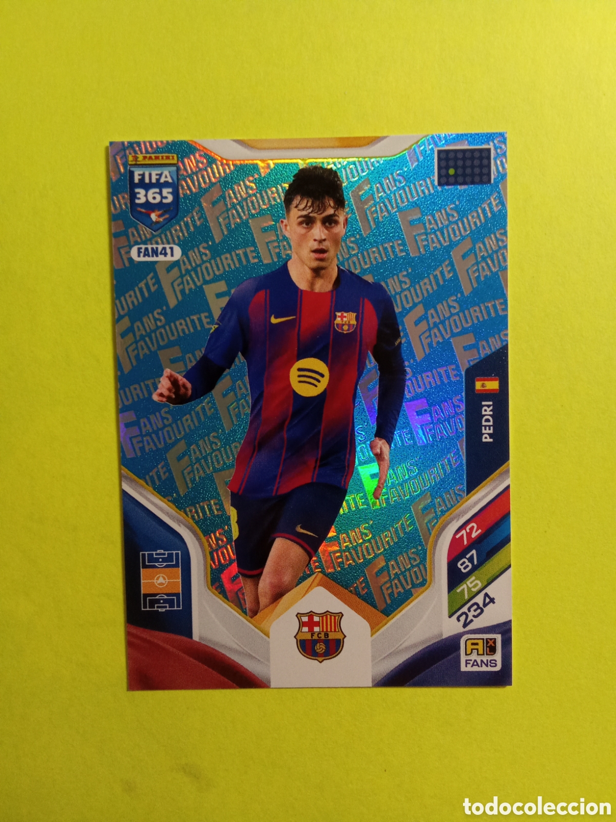 Football Stickers: CROMO FAN 41 PEDRI BARCELONA AZUL BLUE FAN FAVOURITE FIFA 365 2026 ADRENALYN 25-26