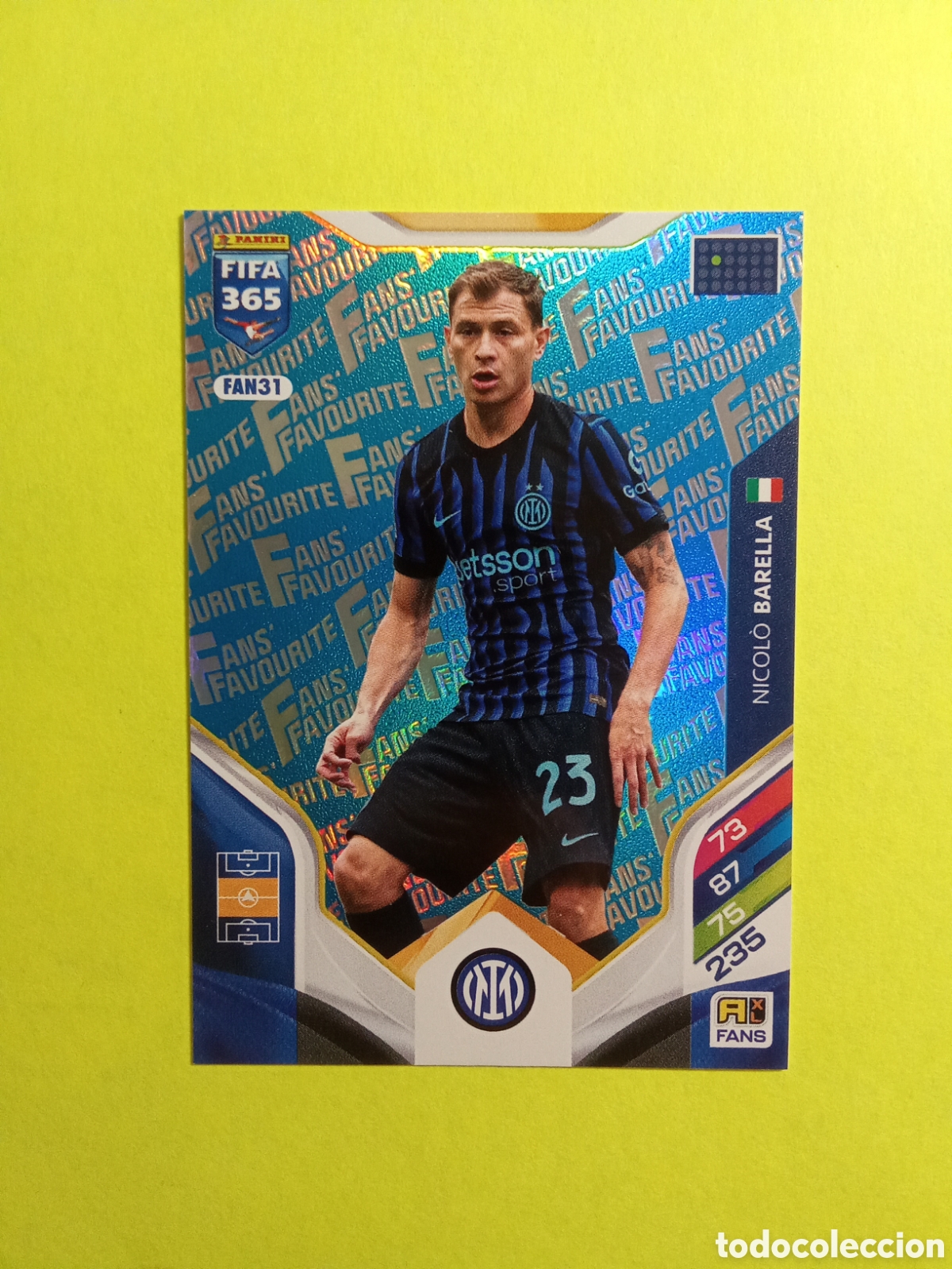 Cromos de F&uacute;tbol: CROMO FAN 31 BARELLA INTER DE MILAN AZUL BLUE FAN FAVOURITE FIFA 365 2026 ADRENALYN 25-26