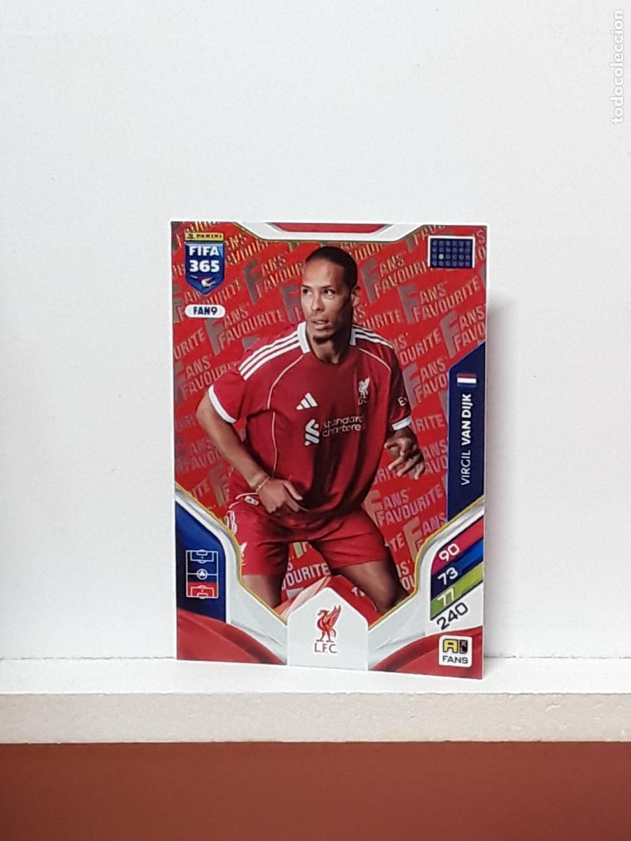 Cromos de F&uacute;tbol: FIFA 365 ADRENALYN 2025 2026 25 26 ALBUM PANINI LIGA N FAN9 FAN 9 LIVERPOOL ROJO VIRGIL VAN DIJK