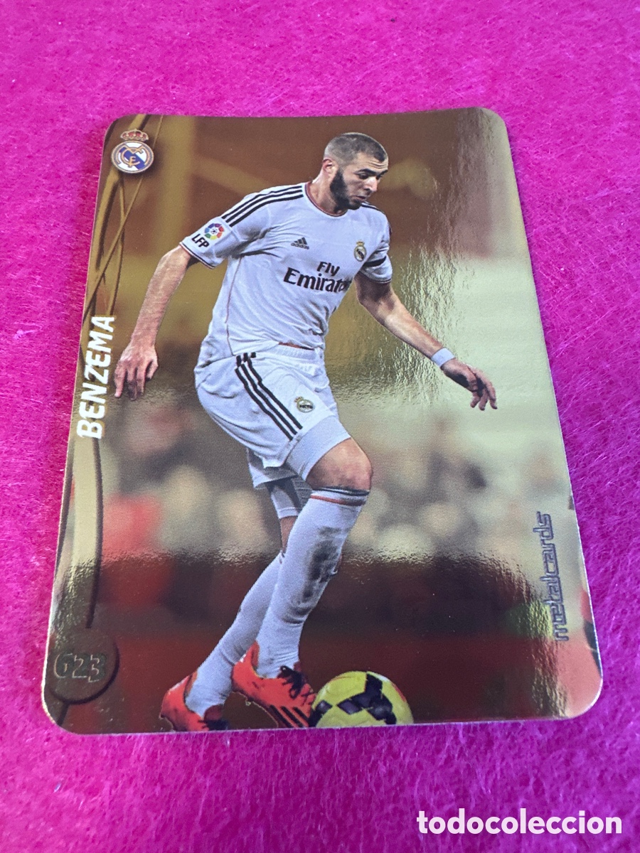 Cartes &agrave; collectionner de Football: 623 BENZEMA (R.MADRID) TOP VERSI&Oacute;N BRILLO DORADO MUNDICROMO 2015 14 15 METALCARD
