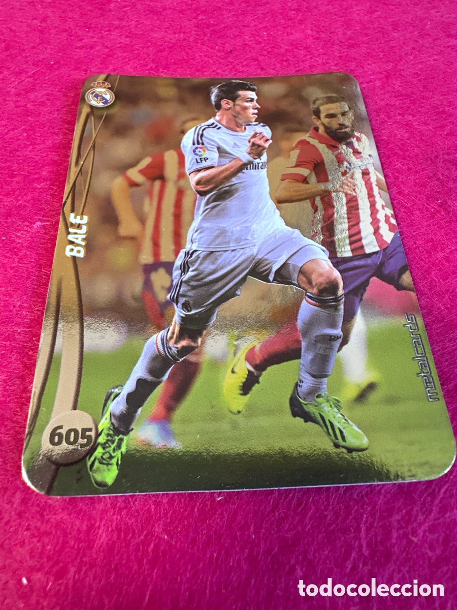 Fu&szlig;ball-Sticker: 605 BALE (R.MADRID) TOP VERSI&Oacute;N BRILLO LISOMUNDICROMO 2015 14 15 METALCARD