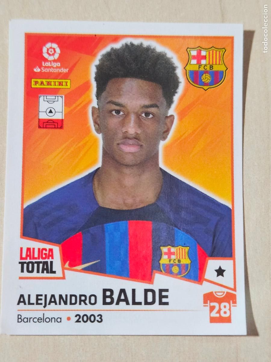 Football Stickers: CROMO N&ordm; 74 BALDE - BARCELONA - LA LIGA TOTAL 2022-2023 PANINI 22-23 - SIN PEGAR