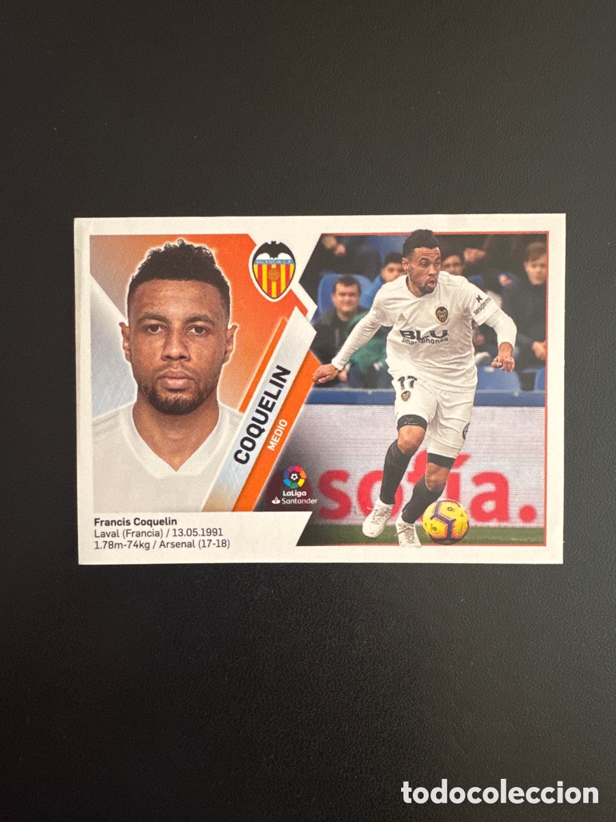 Cromos de Futebol: COQUELIN VALENCIA N&Uacute;MERO 8 LIGA ESTE 2019 2020