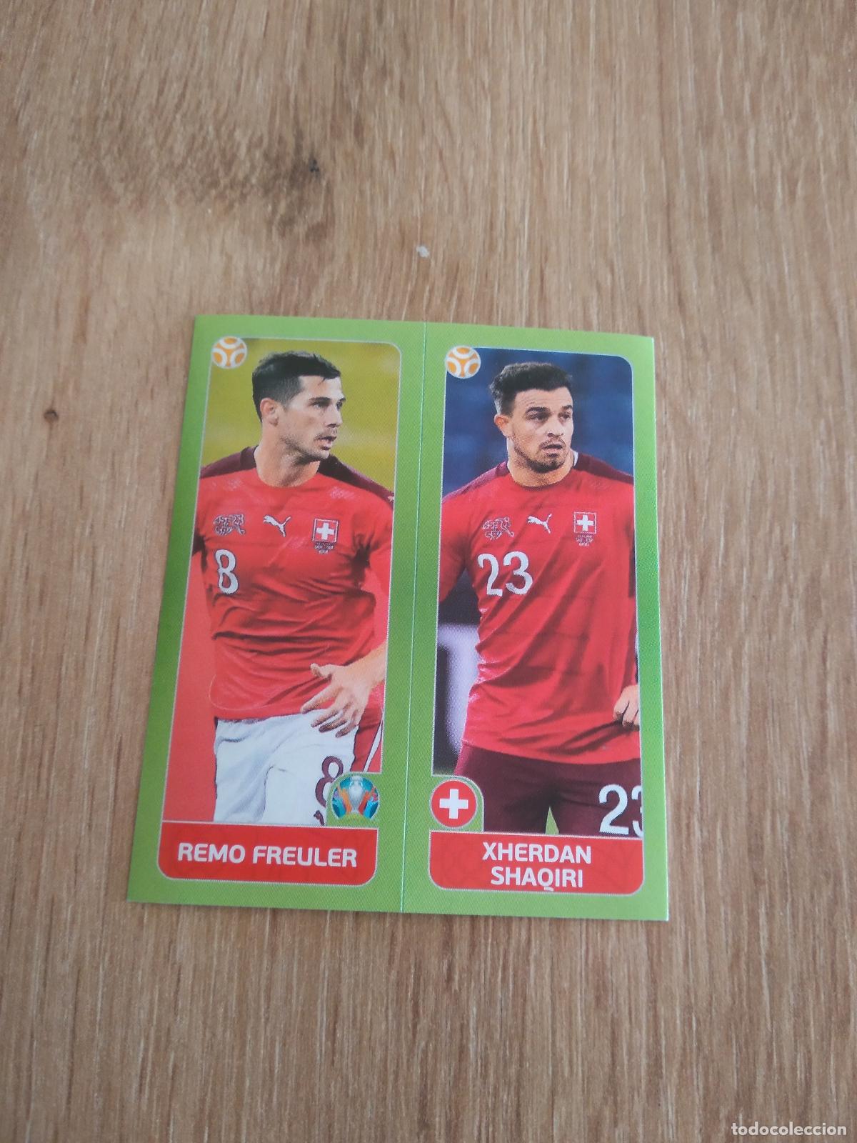 Cromos de F&uacute;tbol: 36 FREULER SHAQIRI SUIZA CROMO STICKER PANINI EURO 2020 EUROCOPA FUTBOL VERSI&Oacute;N AZUL