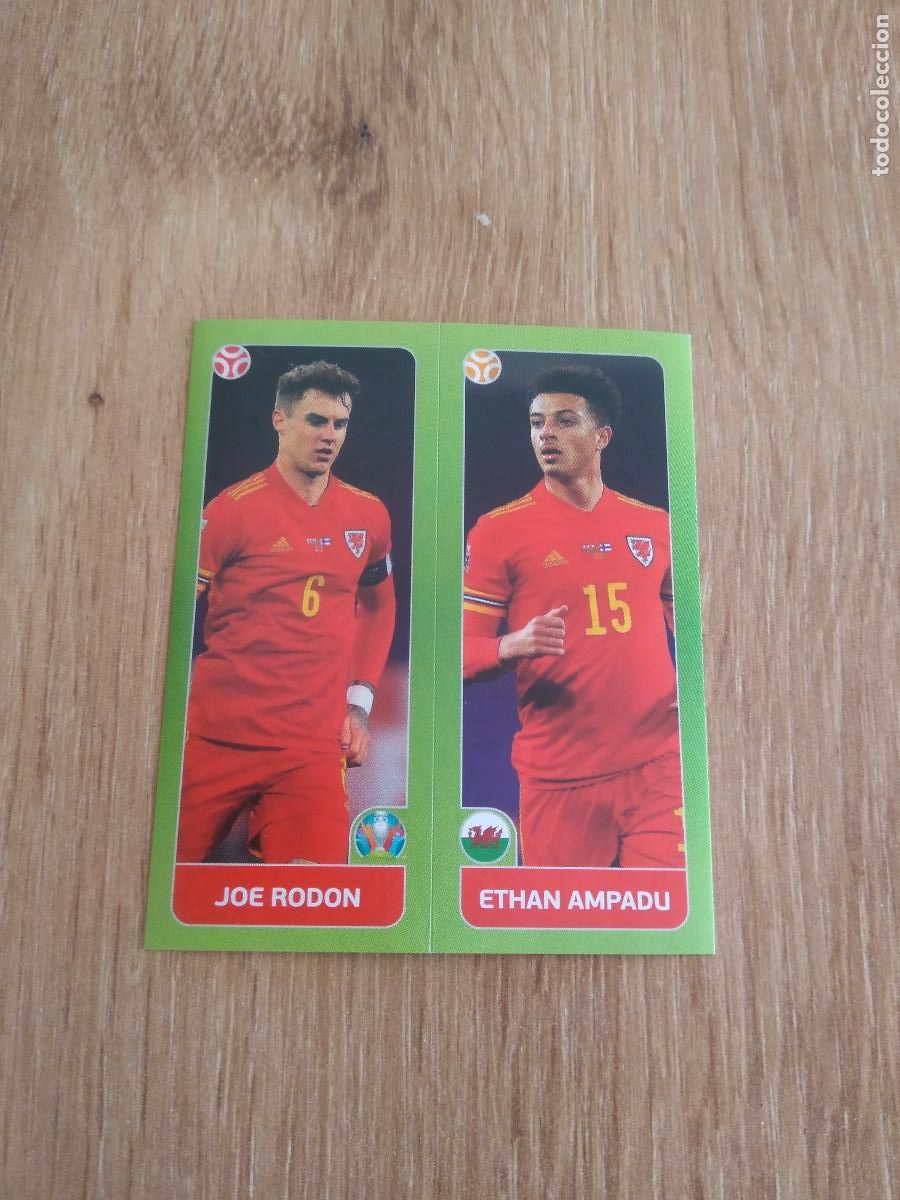 Cromos de F&uacute;tbol: 90 JOE RODON ETHAN AMPADU WALES GALES CROMO STICKER PANINI EURO 2020 EUROCOPA FUTBOL VERSI&Oacute;N AZUL