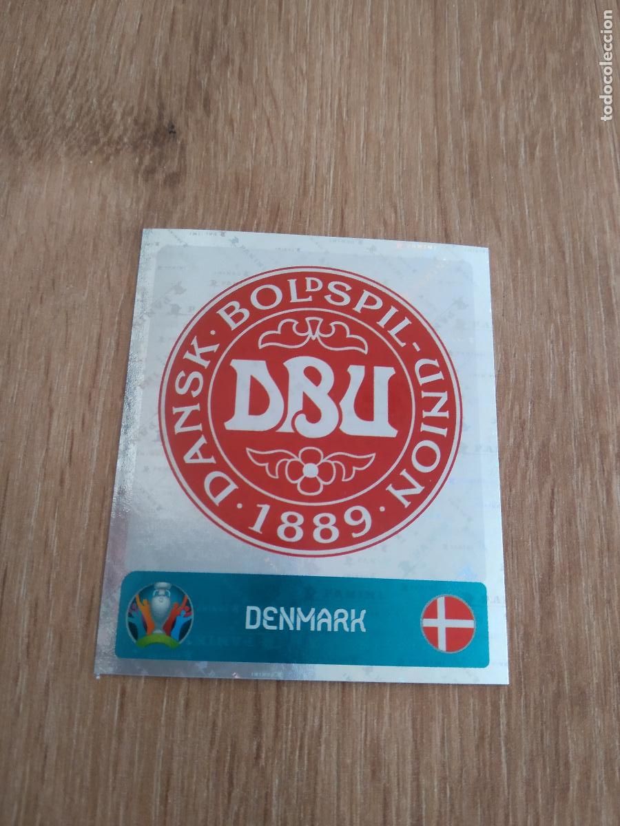 Cromos de F&uacute;tbol: 148 ESCUDO DINAMARCA CROMO PANINI EURO 2020 EUROCOPA FUTBOL TOURNAMENT VERSI&Oacute;N AZUL